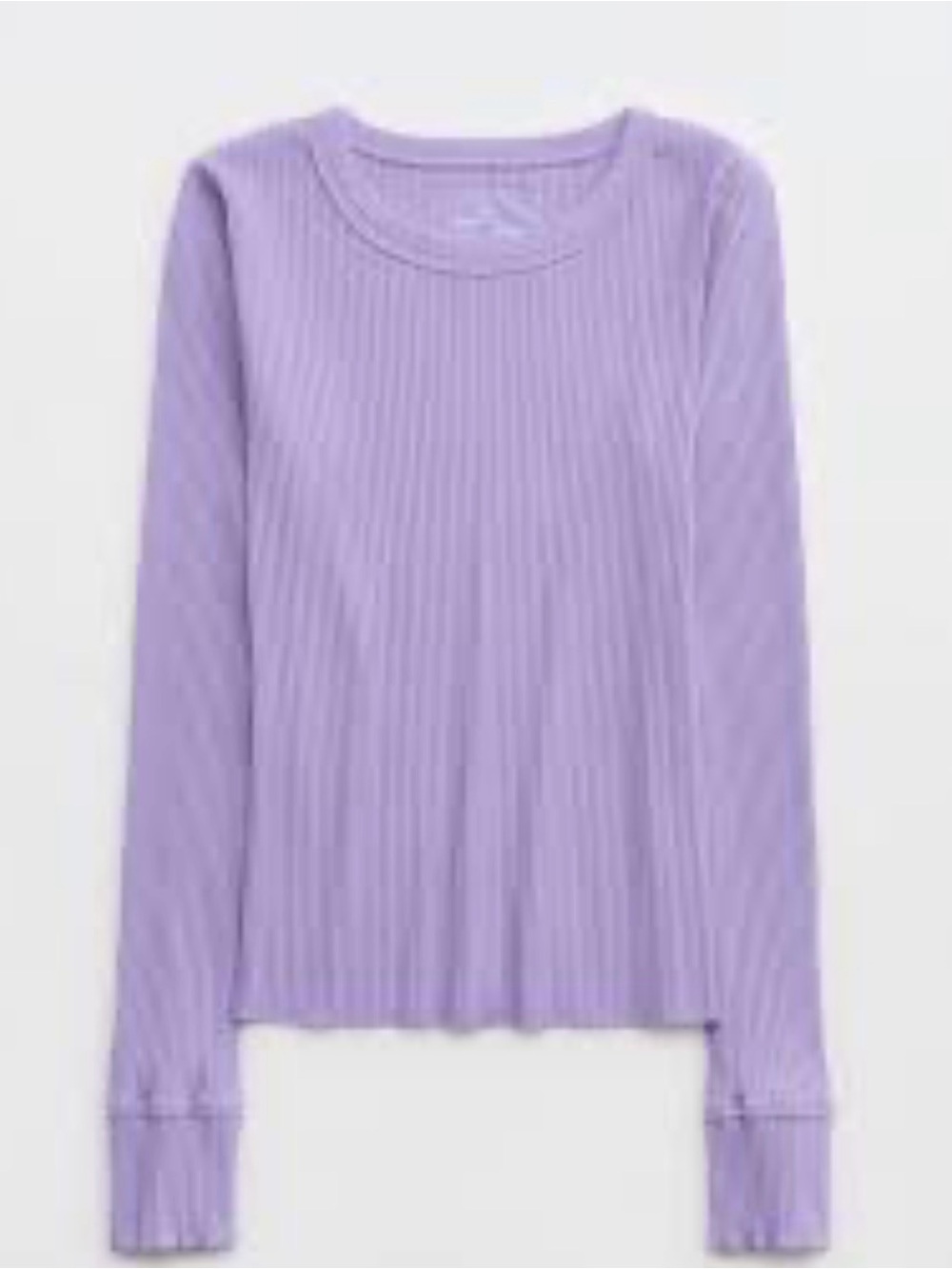 aerie Ribbed Crew Neck Top in Light Lavender Size Small